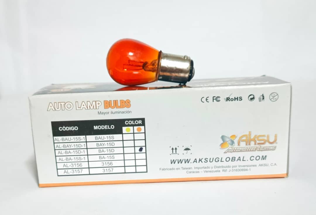 BOMBILLO INCANDESC BA15D NARANJA PACK/10